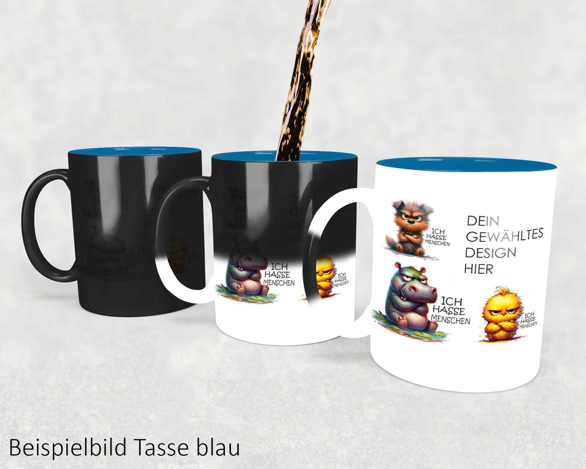 Cute Animal - Ich hasse Menschen - MAGIC WOW Kaffeetasse Teetasse 11 Motive 6 Farben #2