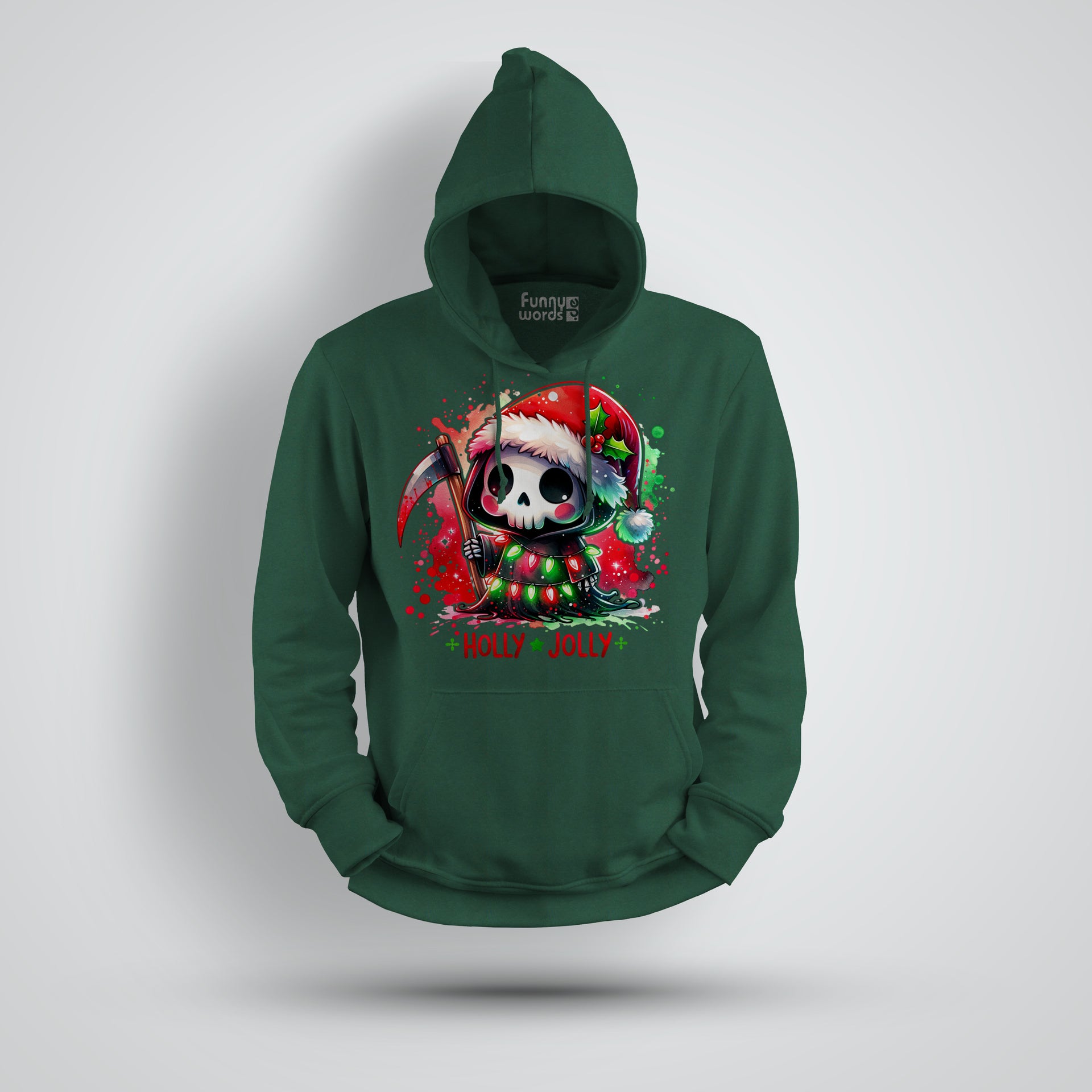 Cute Mini Reaper Holly Jolly X-MAS Design Unisex Deluxe Heavy Hoodie