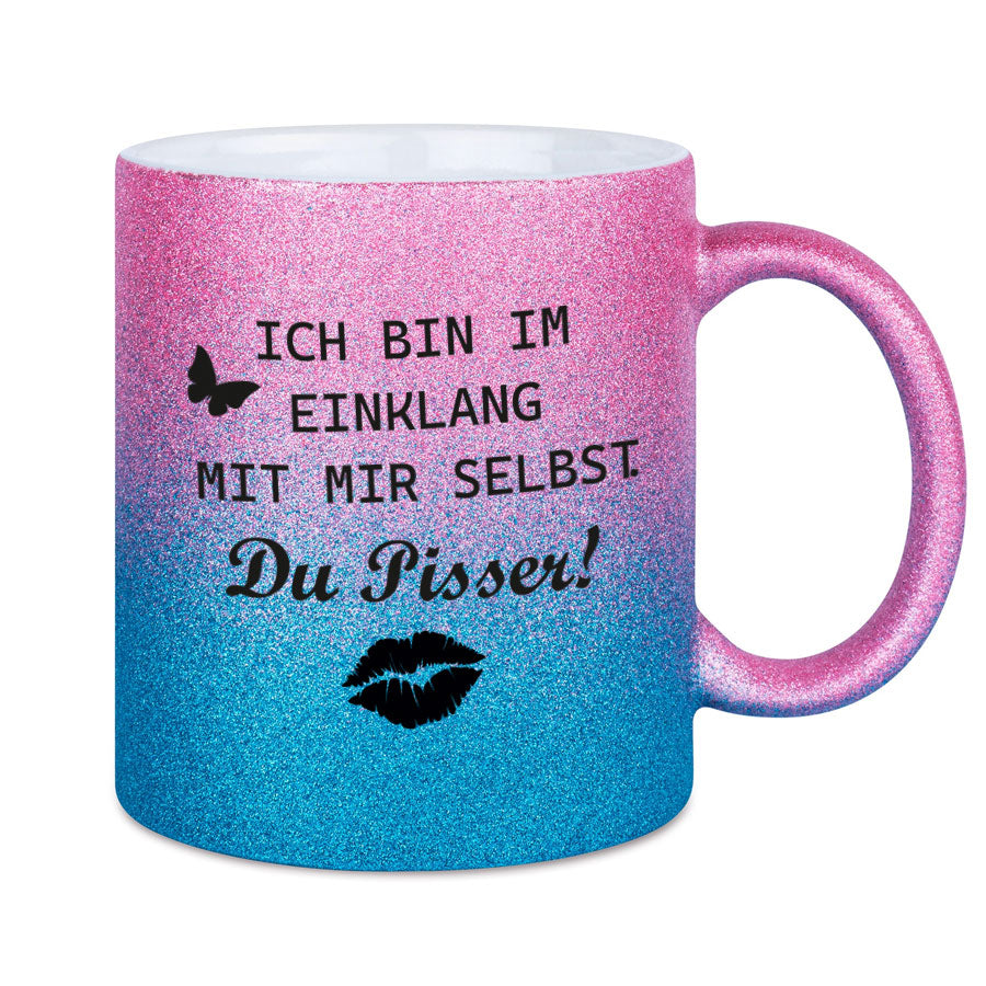 Glitzertasse ich bin im einklang mit mir selbst Glitzer Kaffeetasse Teetasse DIVA