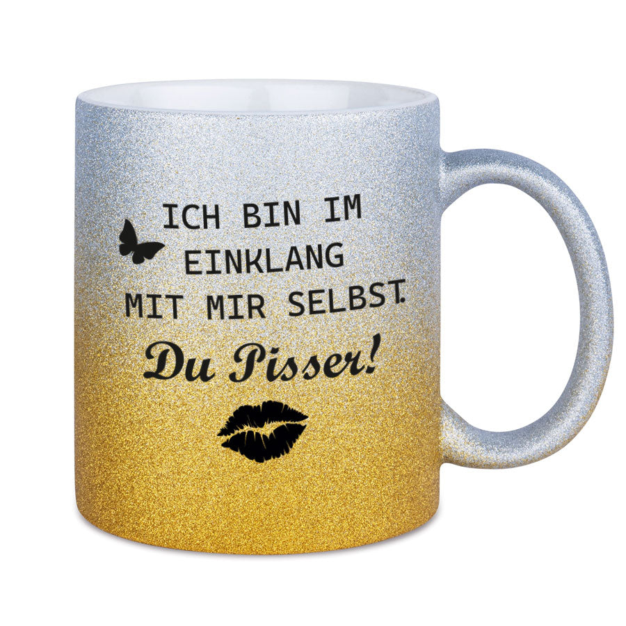 Glitzertasse ich bin im einklang mit mir selbst Glitzer Kaffeetasse Teetasse DIVA