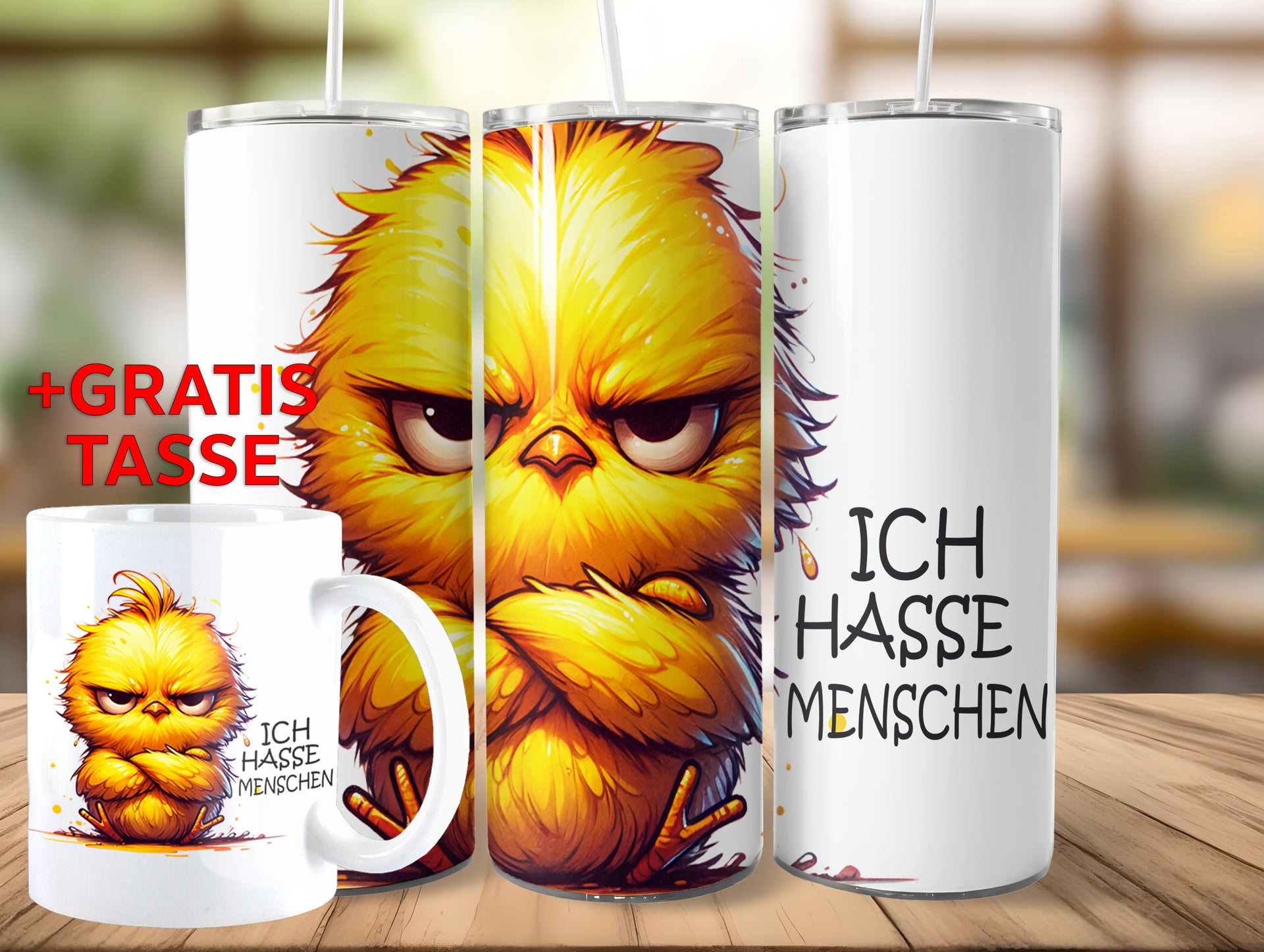 Ich Hasse Menschen Cute Animal Tumbler 22 Motive + Gratis Tasse