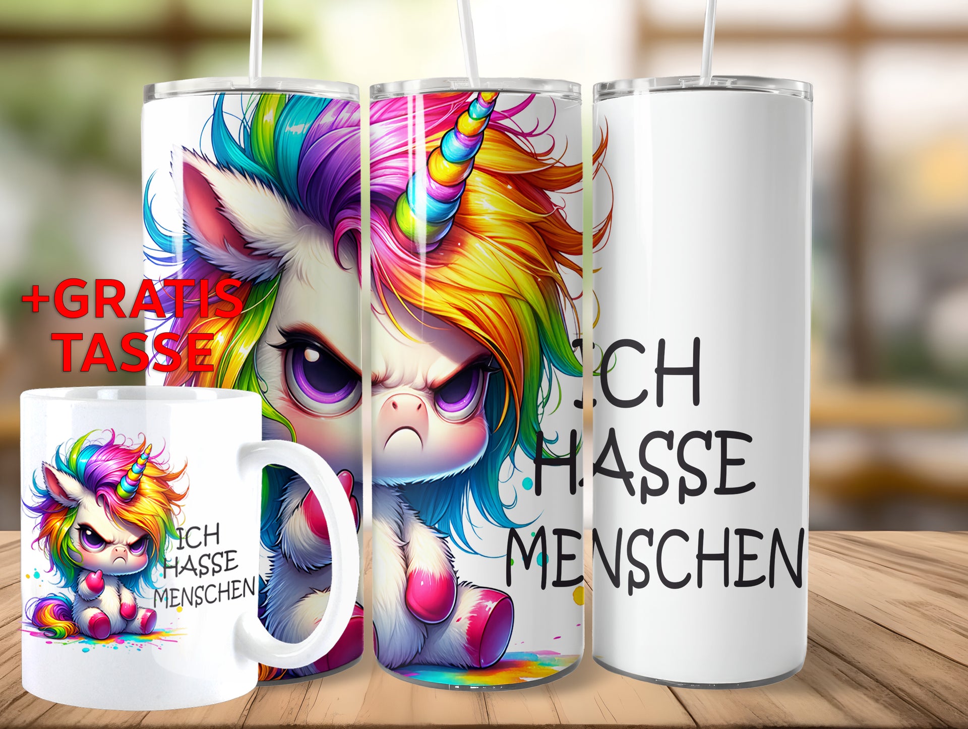 Ich Hasse Menschen Cute Animal Tumbler 22 Motive + Gratis Tasse